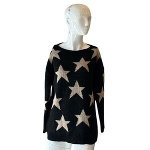 Brandy Melville Star Pattern Black & Grey Wool Blend Italian Sweater Size OS